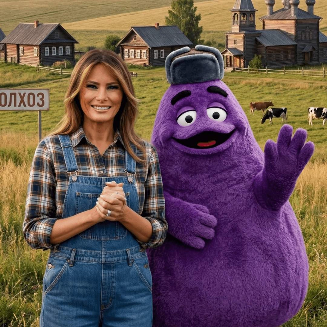 Melania and Grimace met on a farm in her home country.
